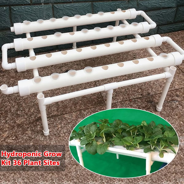 Hydroponisk dyrkningssæt - 1-lags system - 36 plantehuller - Huldiameter 3,2 cm - PVC-U - Vandsparende - Lavendel