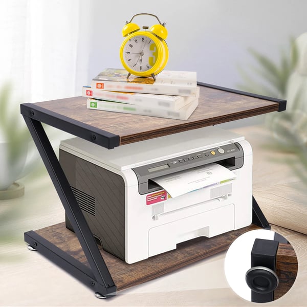 Printerstativ - Scannerholder & Kopimaskinehylde - P2 Spånplade & Kulstofstål - 44,5×28×29 cm - 20–25 kg - 1–5 rum