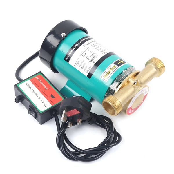 Tryckförstärkarpump - Automatisk cirkulationspump - 120W - 230V 50Hz - Lyfthöjd 15 m - 25 l/min - Flödesvakt i mässing - Grön