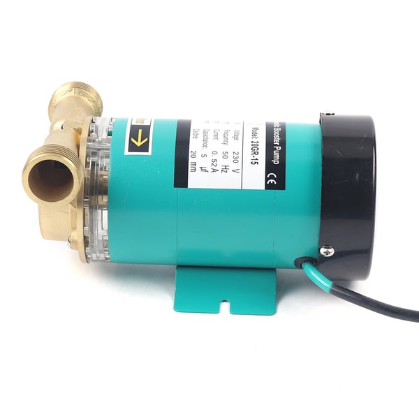Trykforøgerpumpe - Automatisk cirkulationspumpe - 120W - 230V 50Hz - Løftehøjde 15 m - 25 l/min - Flowkontakt i messing - Grøn