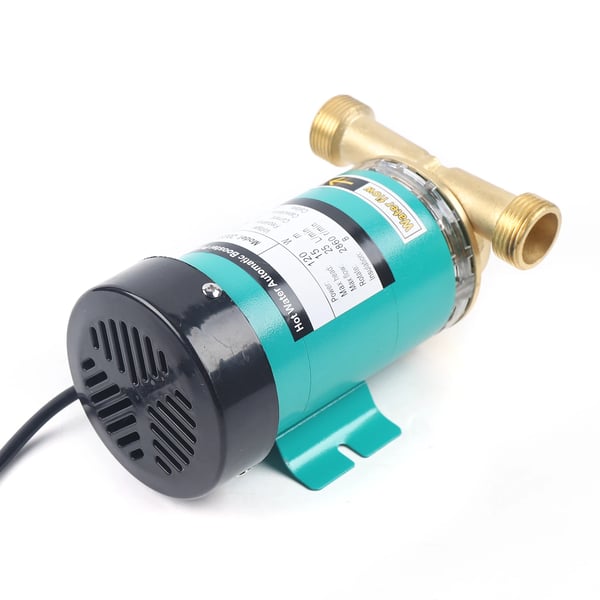 Trykforøgerpumpe - Automatisk cirkulationspumpe - 120W - 230V 50Hz - Løftehøjde 15 m - 25 l/min - Flowkontakt i messing - Grøn