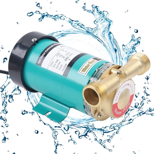Trykforøgerpumpe - Automatisk cirkulationspumpe - 120W - 230V 50Hz - Løftehøjde 15 m - 25 l/min - Flowkontakt i messing - Grøn