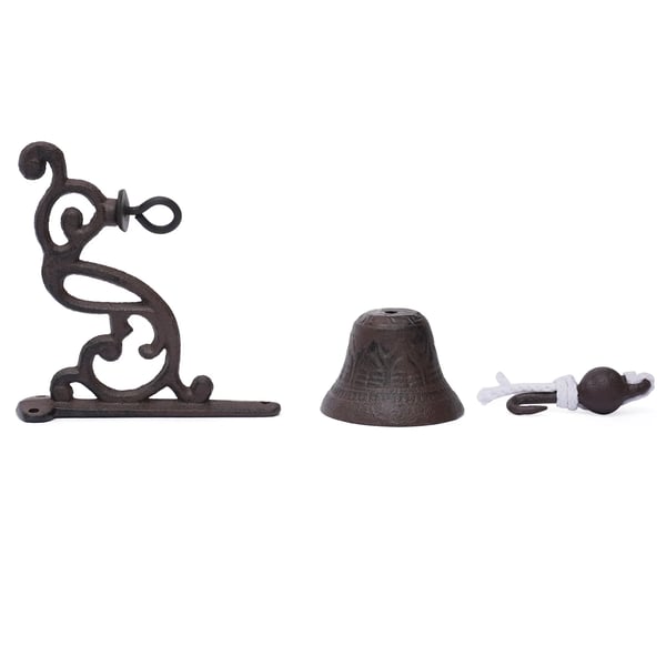 Retro Puutarhakello - Seinään Asennettava Ovikello - Valurauta - Vintage-tyyli - Ø 7,5 cm, Pituus 5 cm - Ulkokäyttöön - Pronssinsävyinen