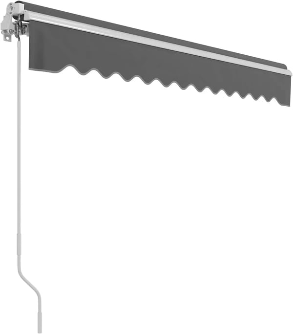 Terrassemarkise - Knækarmsmarkise - Mål 250 x 200 cm - Manuel betjening - Aluminiumsramme - PU-belagt polyester - UV50+ solbeskyttelse - Mørkegrå