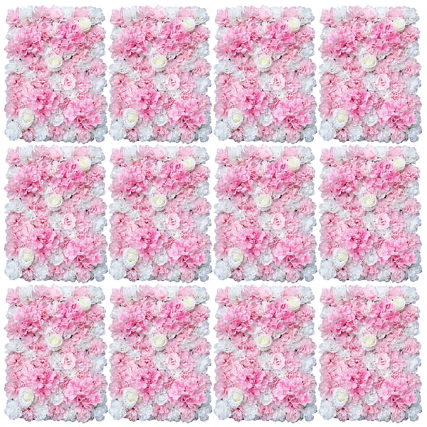 Tekosilkistä kukkaseinä, paneelit, 12 kpl, pinkki, häihin, valokuvaustaustaksi, juhliin, DIY-sisustus