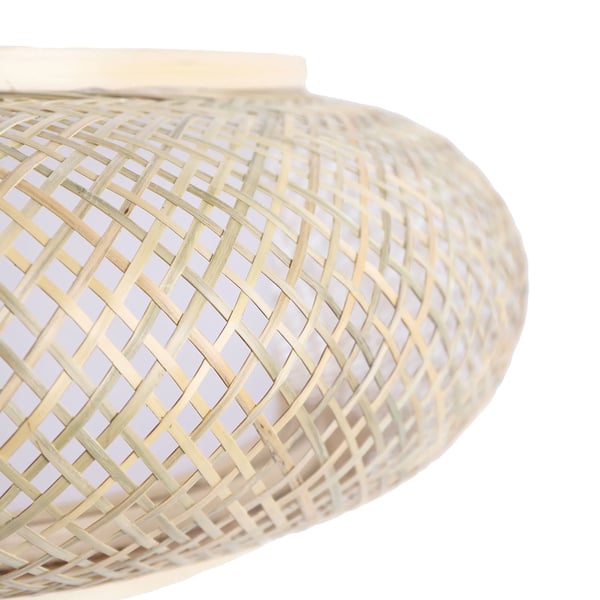 Vintage rattanlampe i naturbambus, pendel E27, håndflettet, gul