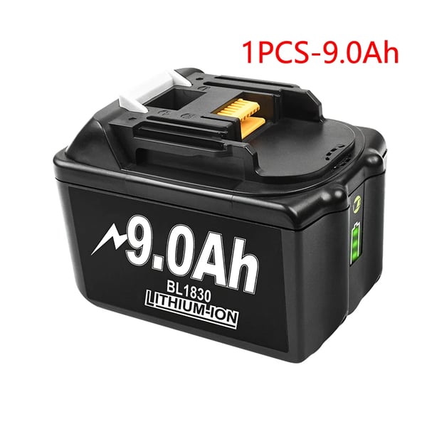 Batteri til Makita 18V LXT, Li-ion erstatningsbatteri 9Ah, kompatibel med BL1830B/BL1840B/BL1860/BL1890/BL1815/BL1830, lilla, 1 stk