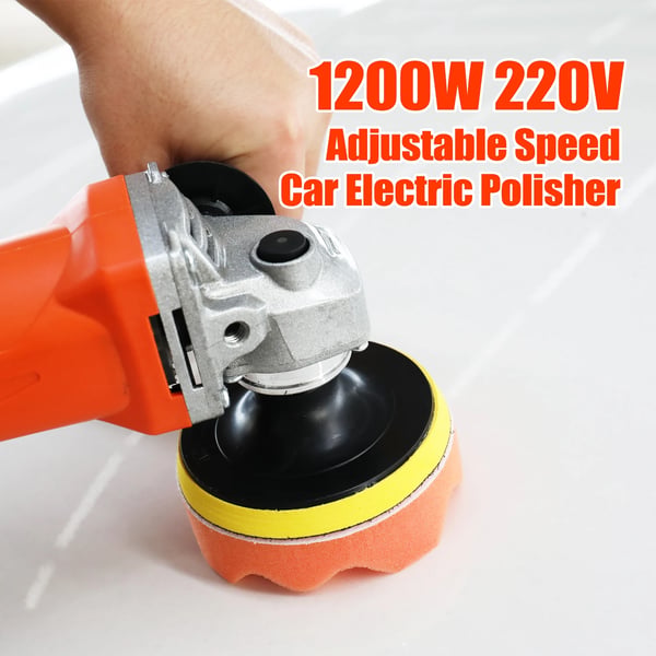 Elektrisk bil polermaskine - Polerer 220V - 1200W effekt - Variabel hastighed op til 8000 omdr./min - Til voksning og polering - Sølv