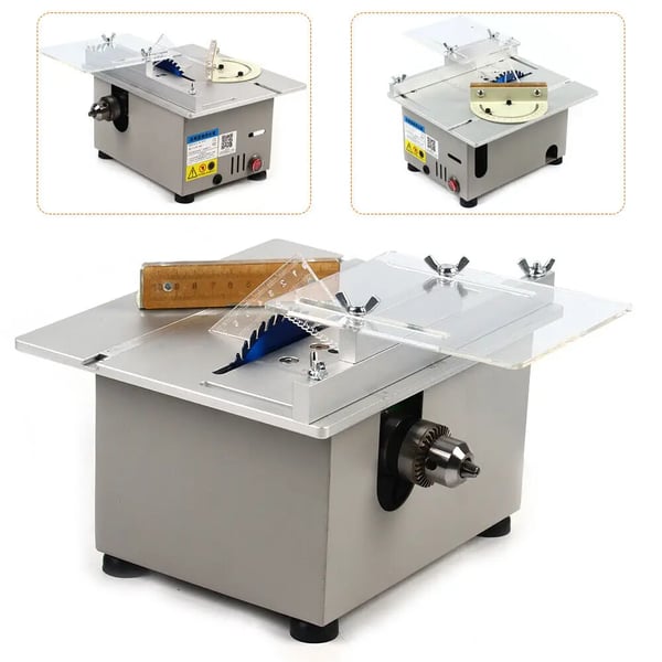 Mini bordrundsav - Sæt - 96 W - 10 cm klinge - 9000 o/min - Skæredybde 1–29 mm - 90° anslag - EU-stik 110–240 V