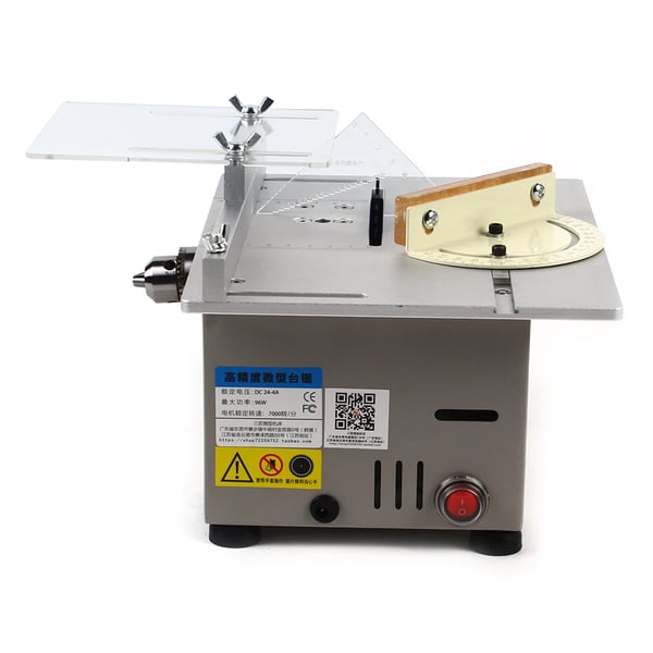 Mini bordrundsav - Sæt - 96 W - 10 cm klinge - 9000 o/min - Skæredybde 1–29 mm - 90° anslag - EU-stik 110–240 V