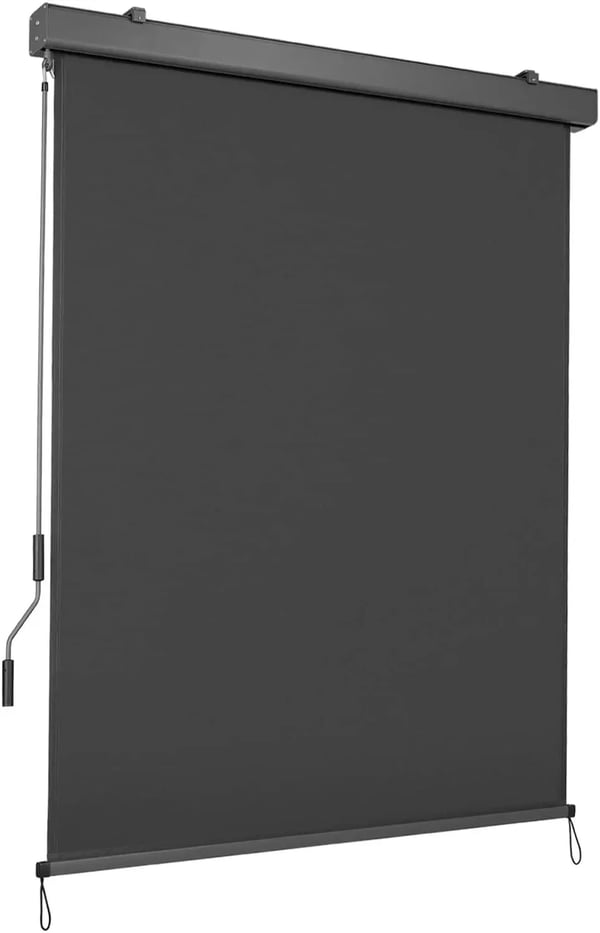 Vertikal markise - Udtrækkelig - 140 x 250 cm - Med Kassette - Manuel Håndsving - UV- og Solbeskyttelse - Vindbestandig - Indsynsafskærmning