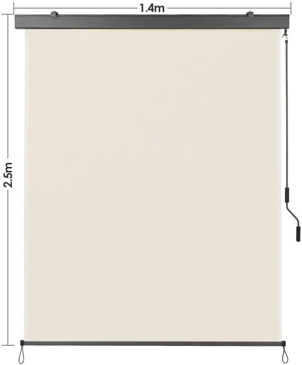 Pystymarkiisi - Sisäänvedettävä kasettimarkiisi - UV- ja tuulensuoja - Näkösuoja - Käsikampi - PU-pinnoitettu polyesteri - Beige 140 x 250 cm