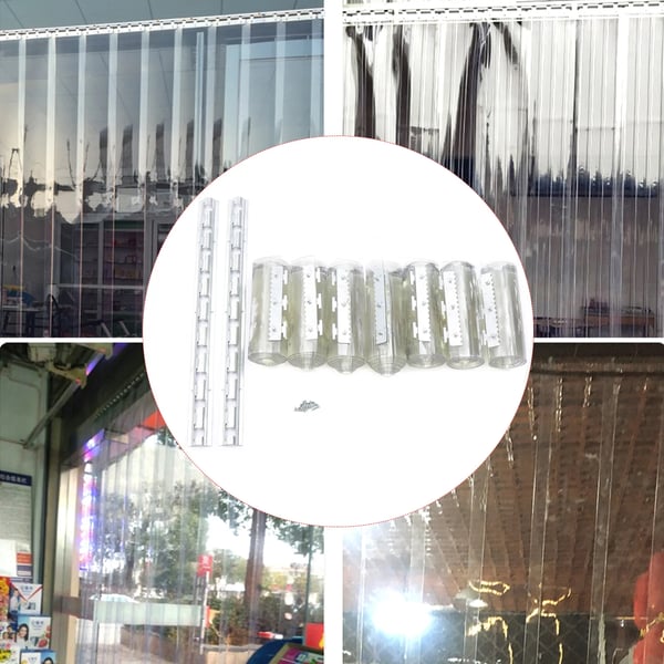 PVC strimmelgardin, dørforhæng i vinyl, 7 strimler 18×200 cm, til veranda/balkon