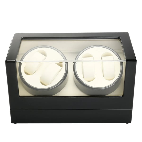 Watch Winder Kellonpyöritin - Näyttölaatikko - Automaattinen Pyöritys - 4 Kelloa - Puu - Kiiltävä Pinta - Musta