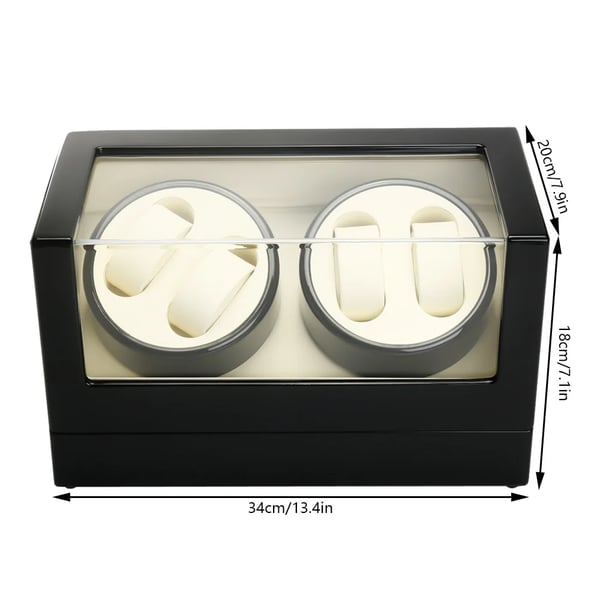 Urbevæger Watch Winder - Displayboks - Automatisk Rotation - 4 Ure - Træ - Blank Finish - Sort