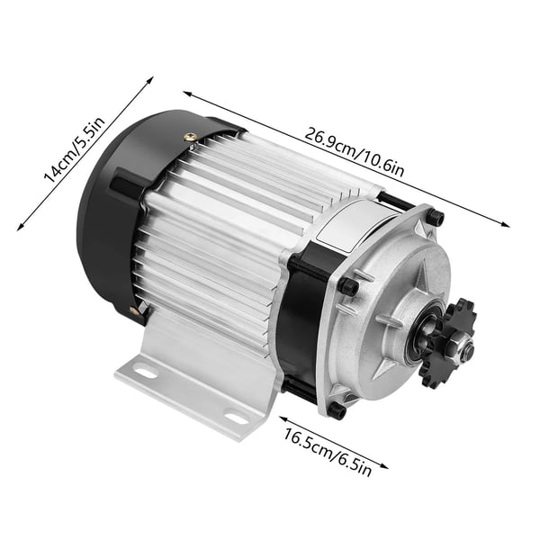 Elmotor Kit - Børsteløs Gearmotor - 48V - Til El-trehjulet/Rickshaw Cykel - Rustfrit Stål - Sølv