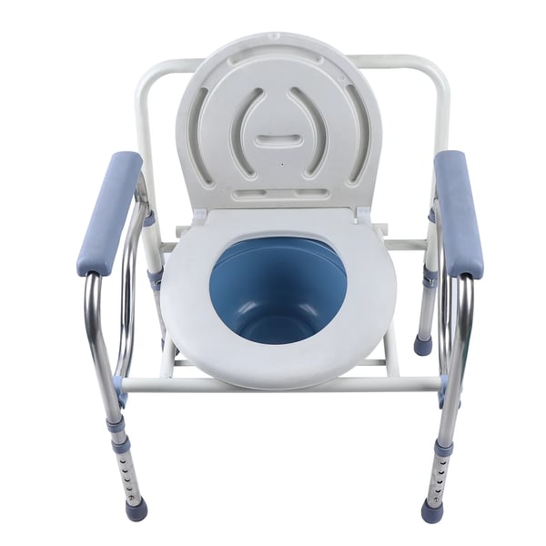Kommode-/toiletstol - Bruse- og toiletstol - Sammenklappelig - Højde 65–75 cm, 5 trin - Maks 150 kg - Rustfrit stål, kulstofstål, PVC - Til ældre