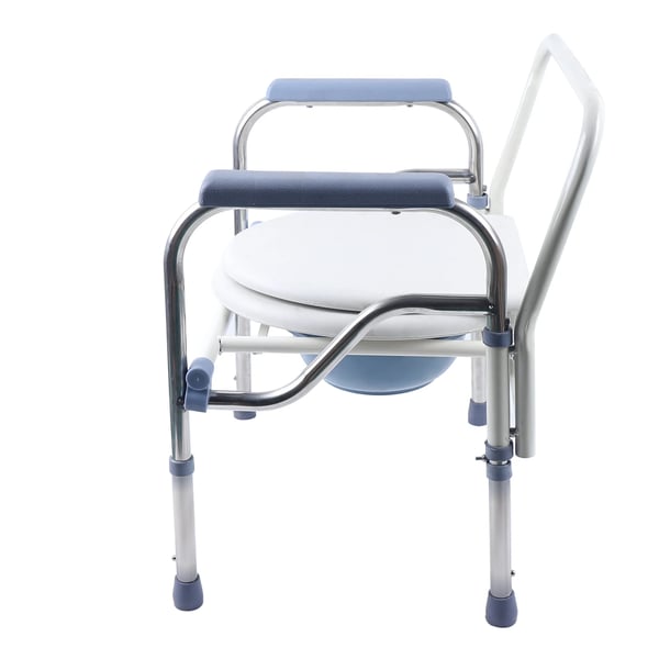 Kommode-/toiletstol - Bruse- og toiletstol - Sammenklappelig - Højde 65–75 cm, 5 trin - Maks 150 kg - Rustfrit stål, kulstofstål, PVC - Til ældre