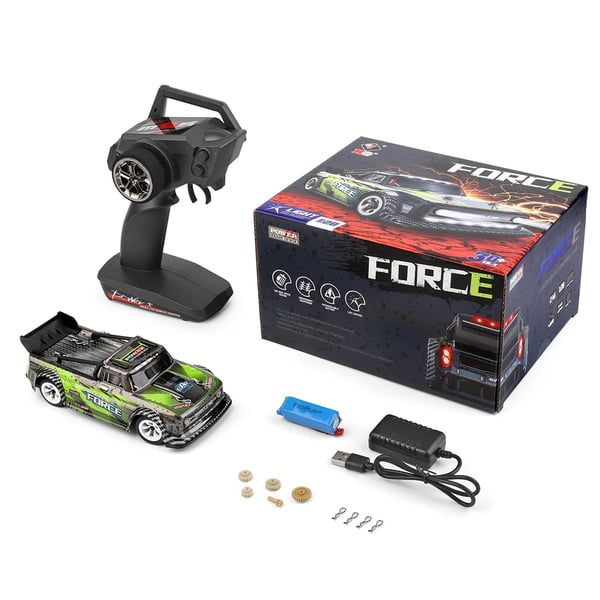 Fjernstyret RC-bil - 284131 1:28 Short Course Drift 4WD - Trådløs 2,4 GHz - Hastighed 30 km/t - Rækkevidde 100 m - LED-lys - RTR - Grøn