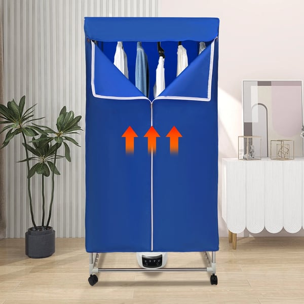Kannettava taitettava sähköinen vaatekuivain, 5-kerroksinen lämmitettävä kuivausteline, kosketusnäyttö, 220V, 32 mm, punainen
