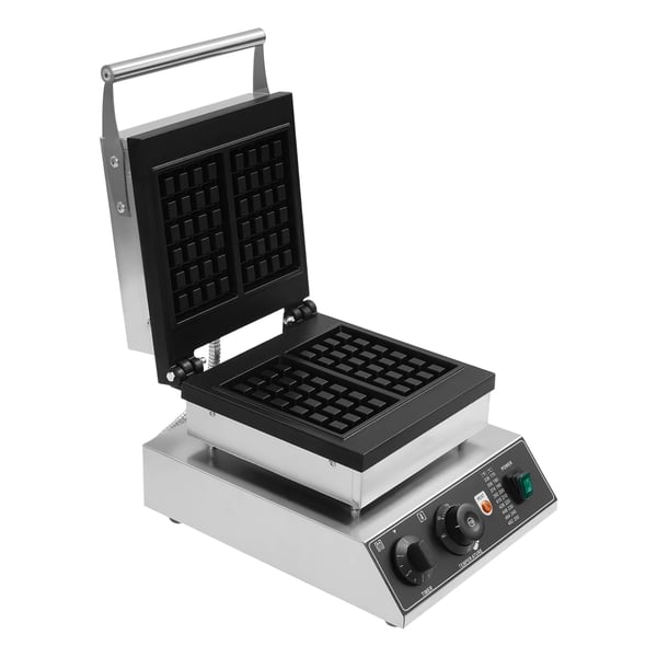 Sähköinen vohvelirauta - Ammattikäyttö - Kaksiosainen, suorakulmainen - 2000 W - 50–300 °C - Ajastin 0–5 min - Alumiinivalu & ruostumaton teräs