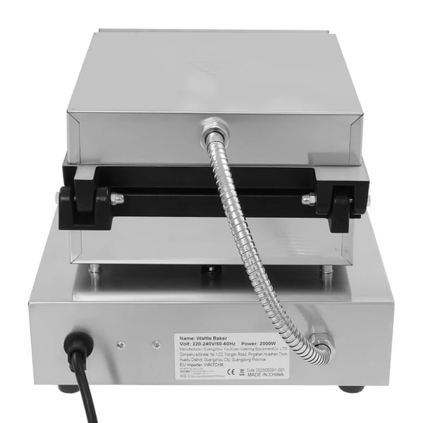 Elektrisk vaffeljern - Professionel - Dobbelt, rektangulær - 2000 W - Temperatur 50–300 °C - Timer 0–5 min - Støbt aluminium & rustfrit stål