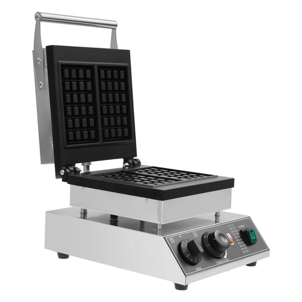 Elektrisk vaffeljern - Professionel - Dobbelt, rektangulær - 2000 W - Temperatur 50–300 °C - Timer 0–5 min - Støbt aluminium & rustfrit stål