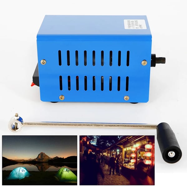 Bærbar multifunktionsgenerator, håndsvinget dynamo 20 W USB-oplader, nødstrøm til rejse & camping, blå