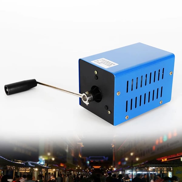 Bærbar multifunktionsgenerator, håndsvinget dynamo 20 W USB-oplader, nødstrøm til rejse & camping, blå
