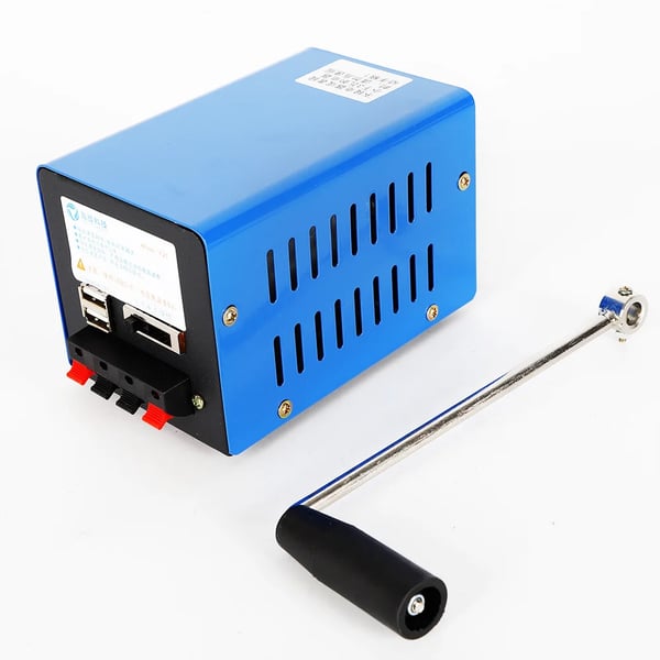 Bærbar multifunktionsgenerator, håndsvinget dynamo 20 W USB-oplader, nødstrøm til rejse & camping, blå