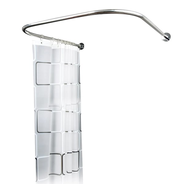 Bruseforhængsstang - U-formet - Rustfrit stål - Justerbar 80–130 cm - Polyesterforhæng 3 m × 2 m - Hvid