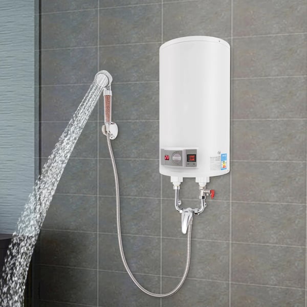 50 l 2 kW sähköinen lämminvesivaraaja, digitaalinen LED-näyttö, käsisuihku ja pidike, hopea, keittiöön, WC:hen, kampaamoihin