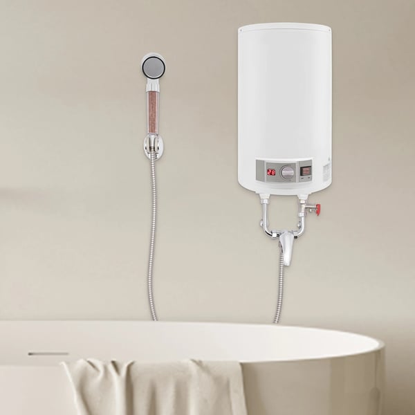 50 l 2 kW sähköinen lämminvesivaraaja, digitaalinen LED-näyttö, käsisuihku ja pidike, hopea, keittiöön, WC:hen, kampaamoihin