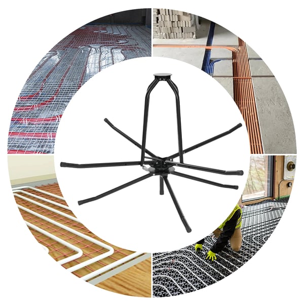 Lattialämmityksen putki-/kaapelikelojen purkulaite, kaksoislaakeri, max 175 kg, laukku mukana, musta, päivitetty