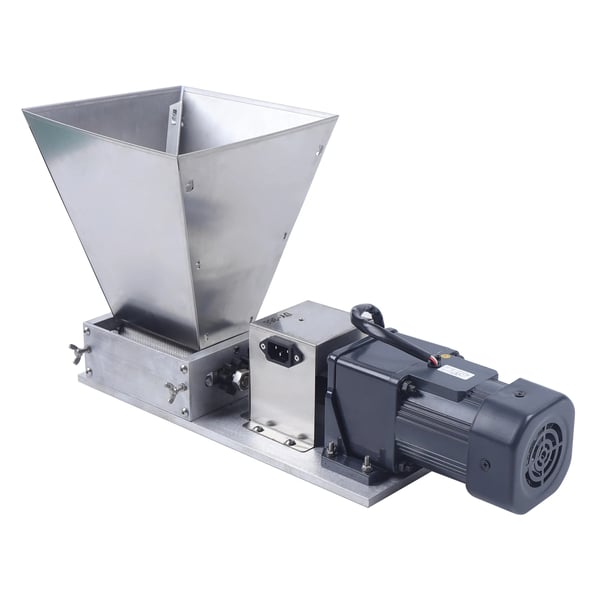 Elektrisk kornmølle, maltknuser til hjemmebryg, 220V rustfrit stål, 60 W, 75 o/min, våd & tør, sølv