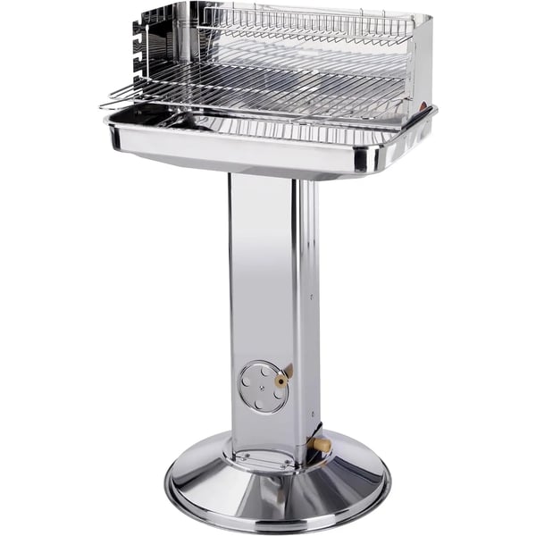 Kolgrill - Pelarmodell - Trattdesign - Rostfri Hylla - Kromad Yta - Portabel - För Trädgård & Camping - Vit