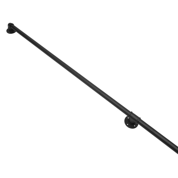 Väggmonterat trappräcke, metallhandräcke, 12 fot (3,66 m), 3 sektioner, mörkgrå, hög bärförmåga