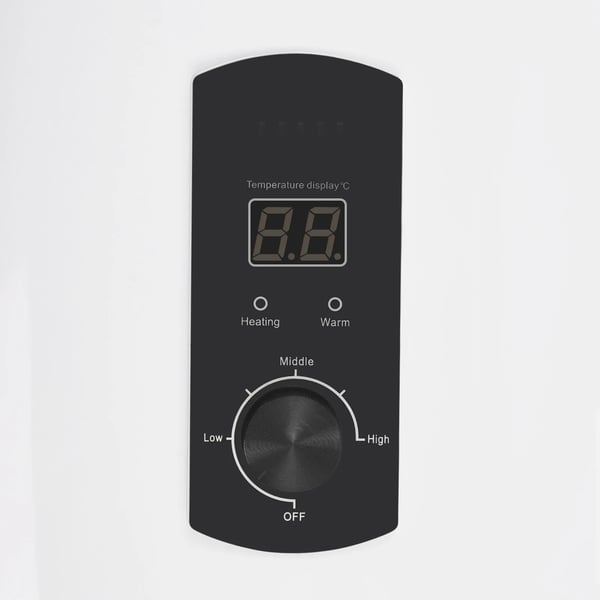 Varmtvandsbeholder 60 L, elektrisk cylindermodel, 2000 W, digitalt display, inkl. vandslanger, håndbruser og vandhane, hvid