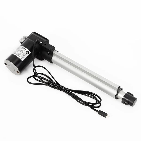 Sähköinen lineaaritoimilaite - DC 24V - Työntövoima 600 kg (6000 N) - Iskun pituus 230 mm - Nopeus 5 mm/s - IP44 - Vaihtomoottori lepotuoliin