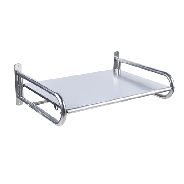 Mikroovnshylde - Vægmonteret Holder - Rustfrit Stål - 6 Kroge - 53×38×18 cm - Sølv