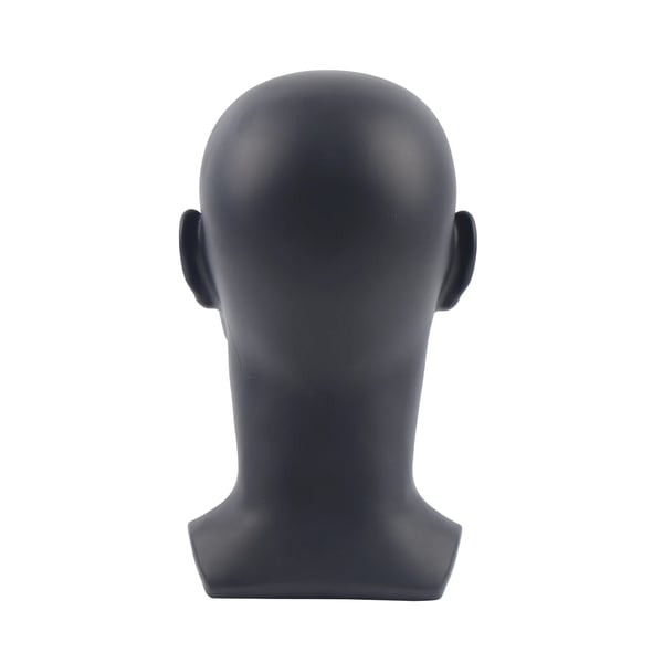 Parykhoved - Herremodel displayhoved - 50 cm hovedomkreds - 30 cm højde - PVC - Til hatte & briller - Sort