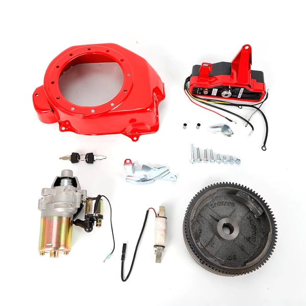 Sähköstartti- ja sytytyssarja, Honda GX160/GX200 5.5–6.5 HP: vauhtipyörä, startti, virtalukko, sytytyspuola, tuuletinsuojus, punainen