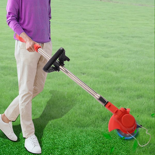 Sladdlös grästrimmer, trådtrimmer 12V, 1300mAh litiumbatteri, 600W, 10 000 varv/min, röd