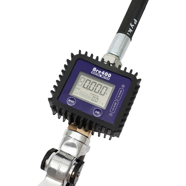 Elektronisk olietæller-pistol - Olieudleveringspistol - 5-cifret LCD-display - Flowmåler - Styreventil - Sort/Sølv