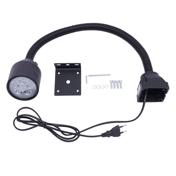 LED-konevalaisin, 220V 5W, keltainen valo, musta, magneettijalusta tai kiinteä jalka jyrsimeen/sorviin