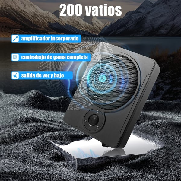 Under-sæde subwoofer, aktiv 8", 600W, slankt design til bil/lastbil