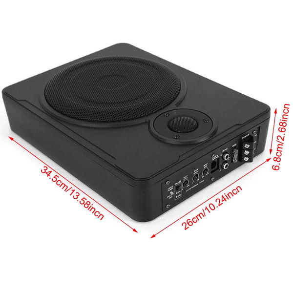 Under-sæde subwoofer, aktiv 8", 600W, slankt design til bil/lastbil