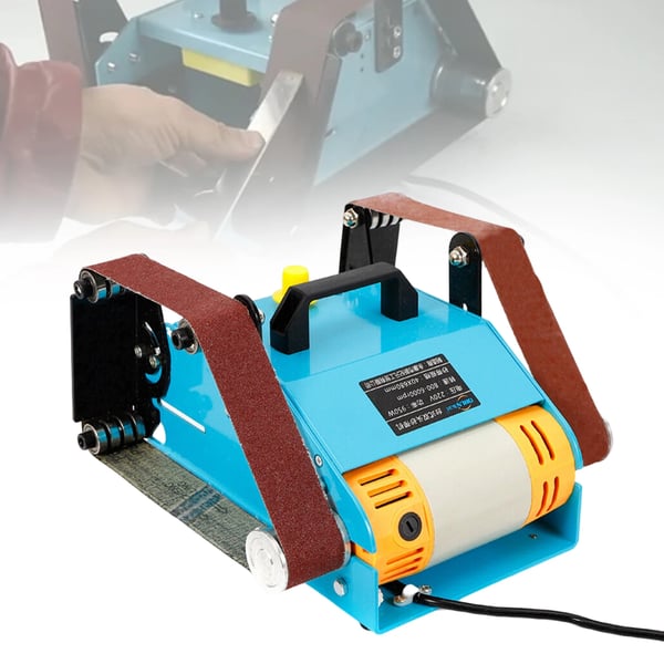 Båndsliber - Dobbeltakset elsliber/poleringsmaskine - 950 W - 220 V - Justerbar - Børstet motor - CE-godkendt - Blå