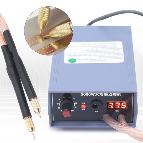 Batteri-punktsvejser - Spot Welder - 5000 W - 220 V - Til 18650 nikkelstrips - Justerbar strøm - 15×9,5×5 cm - Grå/Hvid