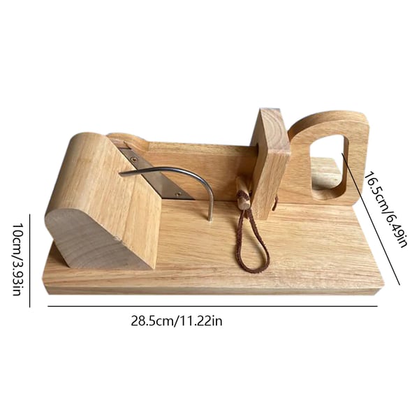 Pølseslicer/Pølseskærer - Skæremaskine - Rustfrit stålblad - Solid træbase - Ens skiver - Lysegrå